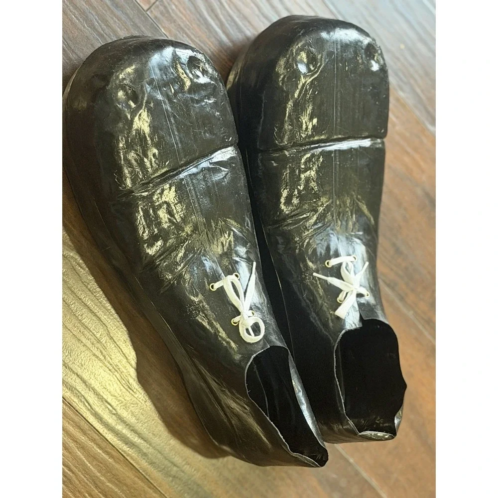 Vintage Clown Giant Oversized Shoes Adult Black Plastic Pierre Style Unmarked